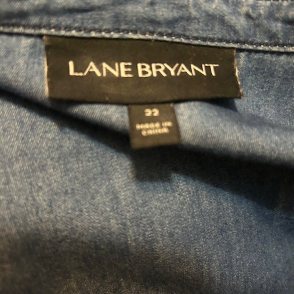 Lane Bryant Denim button- front belted dress, size 22 - Picture 5 of 6